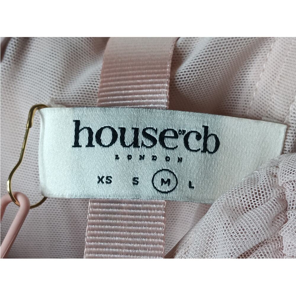 New with Tags House of CB Cate Ruched Mesh Mini Dress Pink Size M - Picture 11 of 15